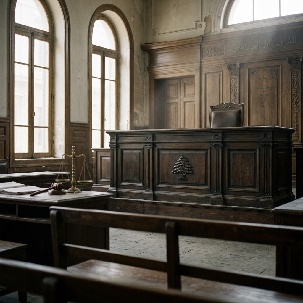A courtroom. Lebanon's judicial appointment structure is set by decree-law 150 of 1983.